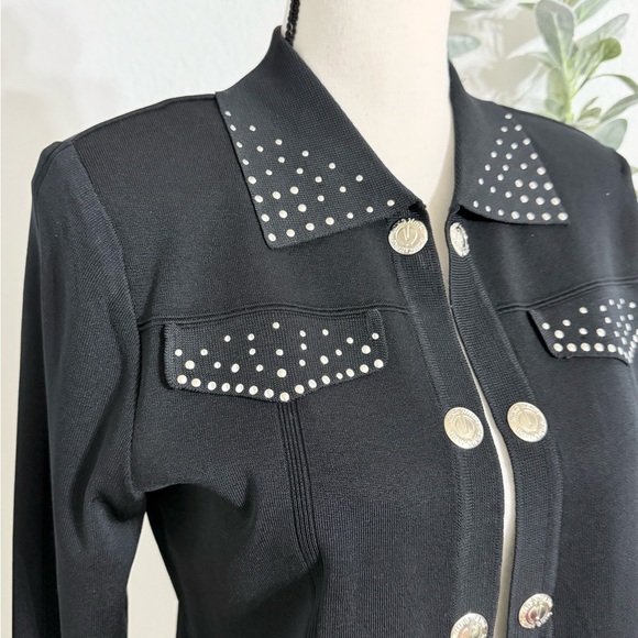 Ming Wang Jacket Cardigan Heavy Adorned Studded and Fancy Faux Buttons 80s - Picture 12 of 13